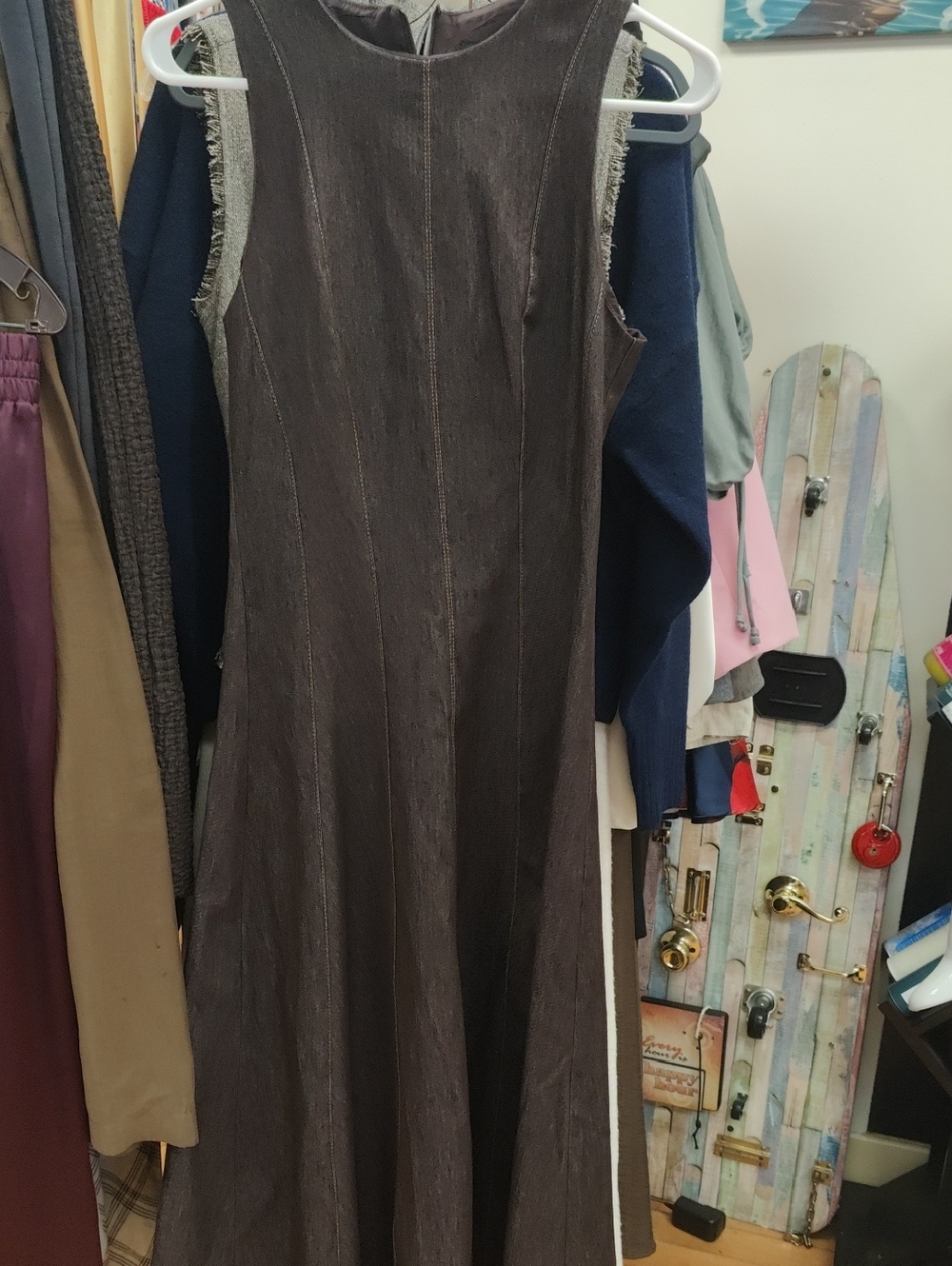 Zara Denim Brown Sleeveless Maxi Dress